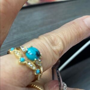 Gold Turquoise Statement Ring - Women Jewelry